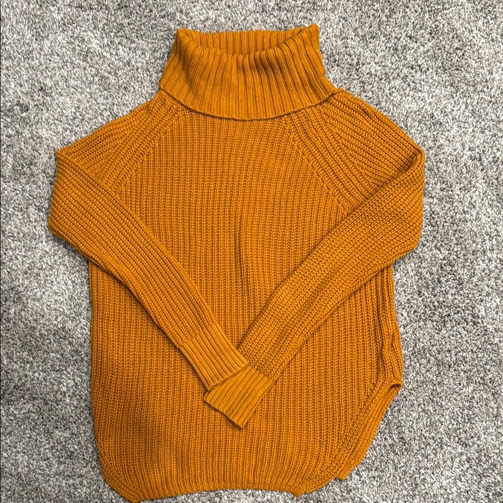 Silence + Noise Mustard Chunky Knit Turtleneck Sweater
